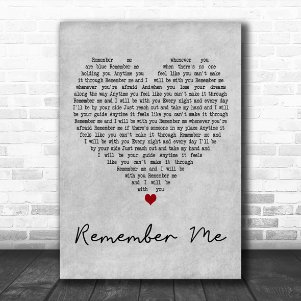 The Osmonds Remember Me Grey Heart Decorative Wall Art Gift Song Lyric Print