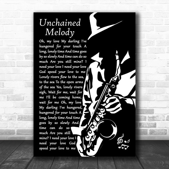 The Righteous Brothers Unchained Melody Black & White Saxophone Player Song Lyric Print