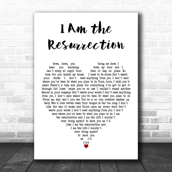 The Stone Roses I Am the Resurrection White Heart Decorative Wall Art Gift Song Lyric Print