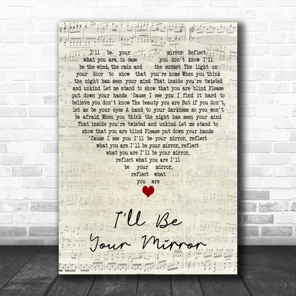 The Velvet Underground Ill Be Your Mirror Script Heart Decorative Wall Art Gift Song Lyric Print