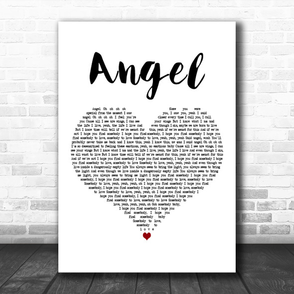 The Weeknd Angel White Heart Decorative Wall Art Gift Song Lyric Print