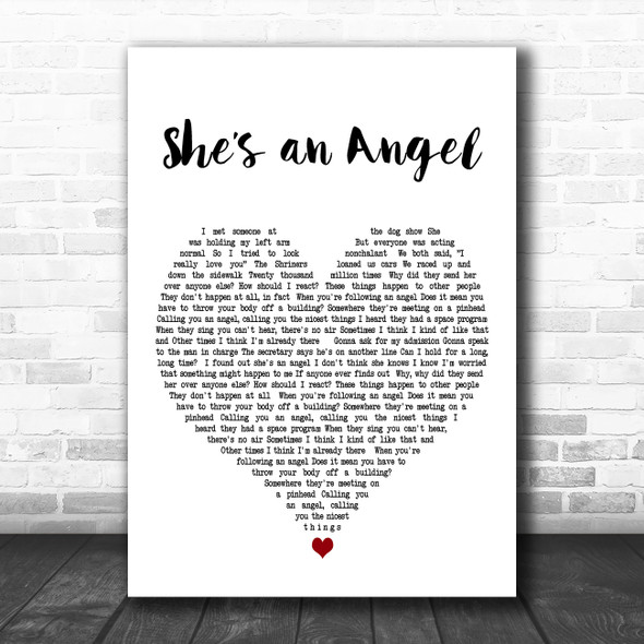 They Might Be Giants Shes an Angel White Heart Decorative Wall Art Gift Song Lyric Print