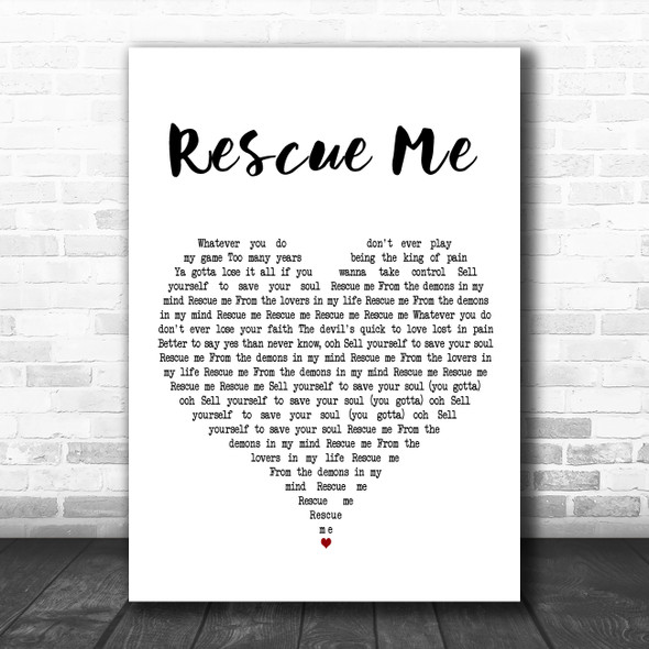 Thirty Seconds To Mars Rescue Me White Heart Decorative Wall Art Gift Song Lyric Print