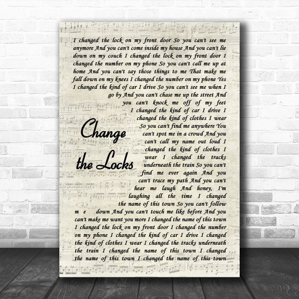 Tom Petty and the Heartbreakers Change the Locks Vintage Script Wall Art Gift Song Lyric Print