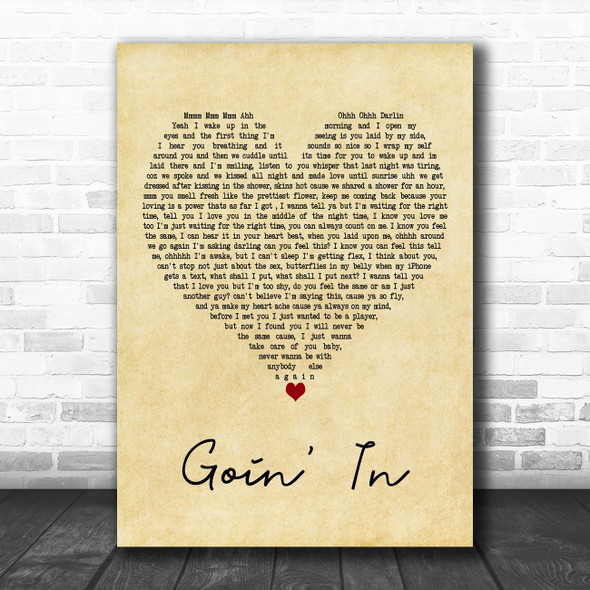 Tom Zanetti Goin' In Vintage Heart Decorative Wall Art Gift Song Lyric Print