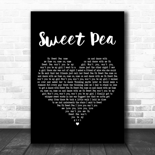 Tommy Roe Sweet Pea Black Heart Decorative Wall Art Gift Song Lyric Print