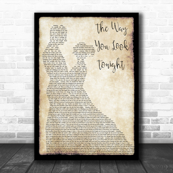 Tony Bennett The Way You Look Tonight Man Lady Dancing Decorative Gift Song Lyric Print