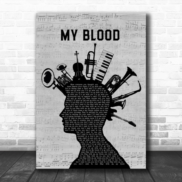 Twenty One Pilots My Blood Musical Instrument Mohawk Decorative Wall Art Gift Song Lyric Print