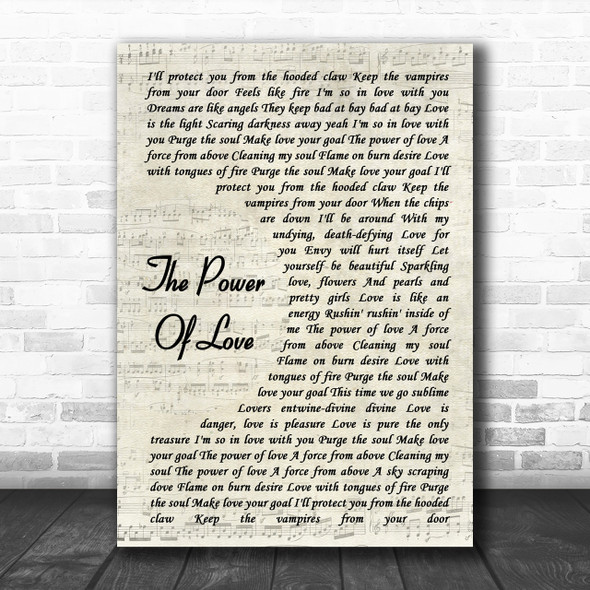 Frankie Goes To Hollywood The Power Of Love Song Lyric Vintage Script Music Wall Art Print