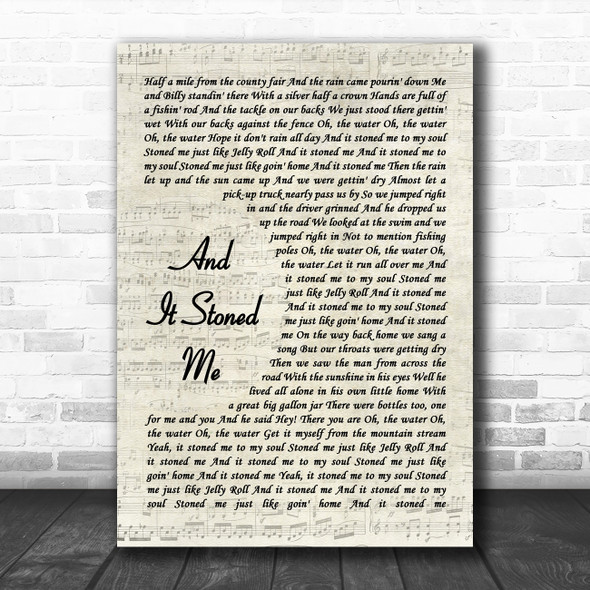 Van Morrison And It Stoned Me Vintage Script Decorative Wall Art Gift Song Lyric Print