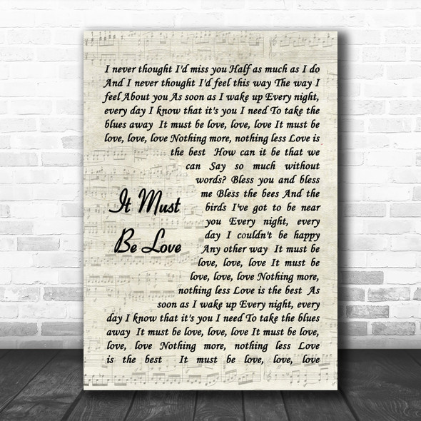 It Must Be Love Madness Song Lyric Vintage Script Music Wall Art Print