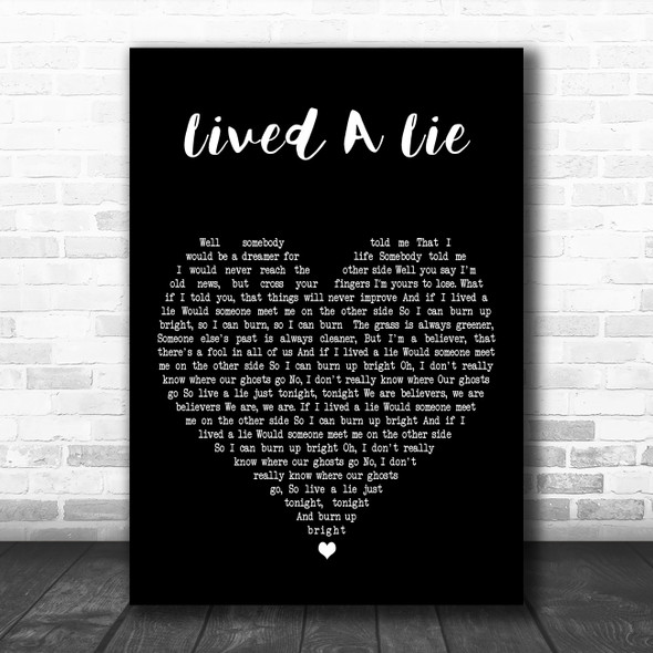 You Me At Six Lived A Lie Black Heart Decorative Wall Art Gift Song Lyric Print