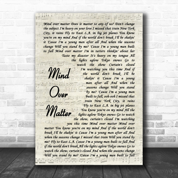 Young the Giant Mind Over Matter Vintage Script Decorative Wall Art Gift Song Lyric Print
