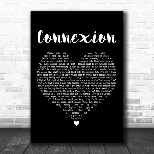 ZAYN Connexion Black Heart Decorative Wall Art Gift Song Lyric Print