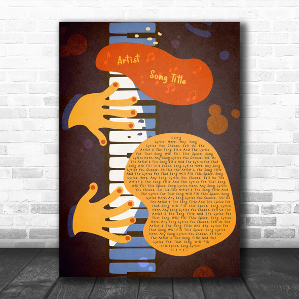 Funky Abstract Piano Any Song Lyric Personalized Music Wall Art Print