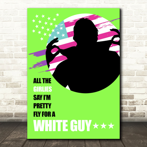 The Offspring Pretty Fly USA Silhouette Green Cool Dude Music Song Lyric Wall Art Print