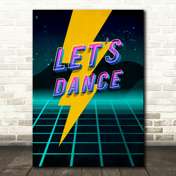 Let's Dance David Bowie Uv Words Retro Lightening Bolt Music Song Lyric Wall Art Print