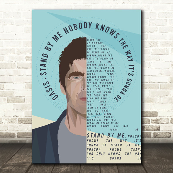 Oasis Stand By Me Oval Geometric Music Song Lyric Wall Art Print
