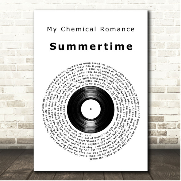 My Chemical Romance Summertime Vinyl Record Song Lyric Print
