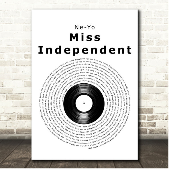 Ne-Yo Miss Independent Vinyl Record Song Lyric Print