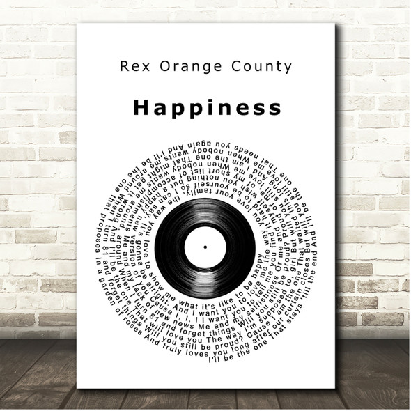 Rex Orange County Happiness Vinyl Record Song Lyric Print