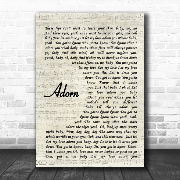 Miguel Adorn Vintage Script Song Lyric Music Wall Art Print