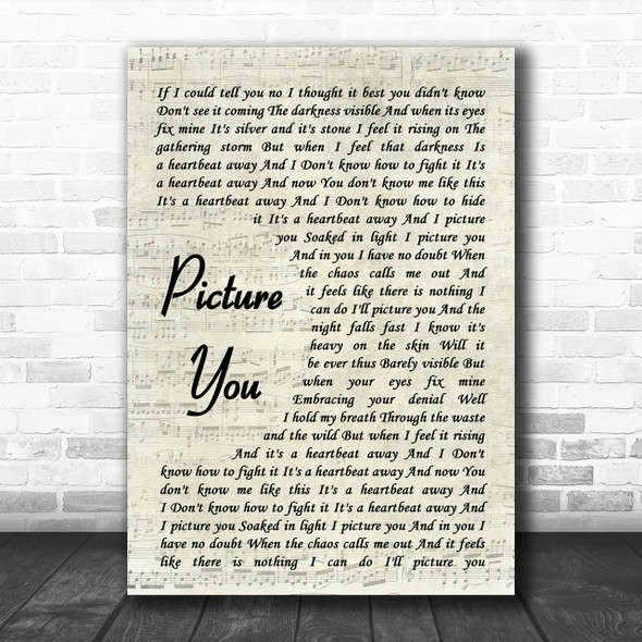 Mumford & Sons Picture You Vintage Script Song Lyric Music Wall Art Print