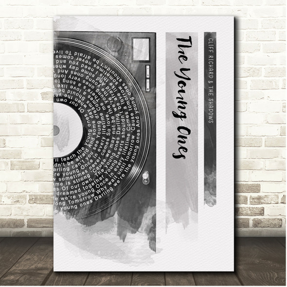 Cliff Richard & The Shadows The Young Ones Vinyl Record Half Lyrics Black Grey Song Lyric Print