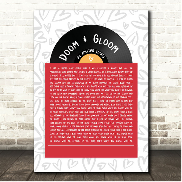 The Rolling Stones Doom And Gloom Vinyl Record In Sleeve Hearts Song Lyric Print