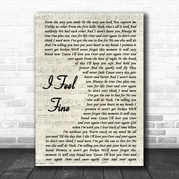 Nathan Sykes Over And Over Again Vintage Script Song Lyric Music Wall Art Print