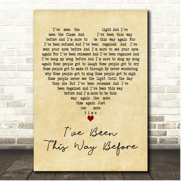 Neil Diamond I've Been This Way Before Vintage Heart Song Lyric Print