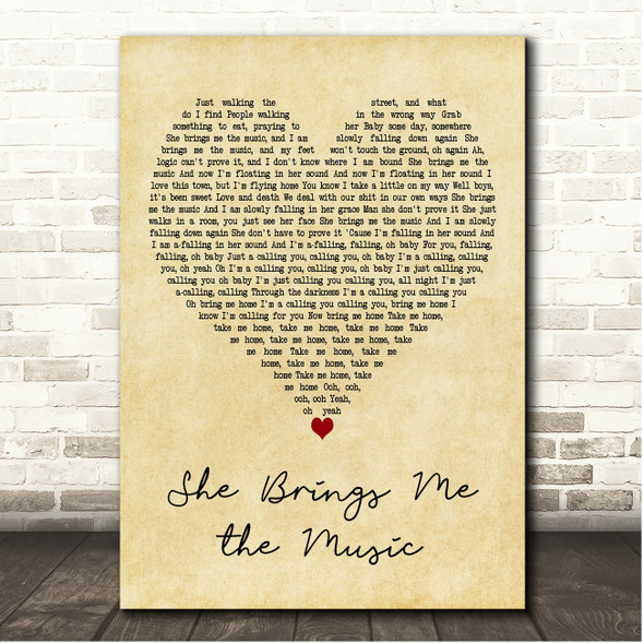 Richard Ashcroft She Brings Me the Music Vintage Heart Song Lyric Print