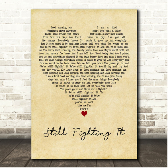 Ben Folds Still Fighting It Vintage Heart Song Lyric Print