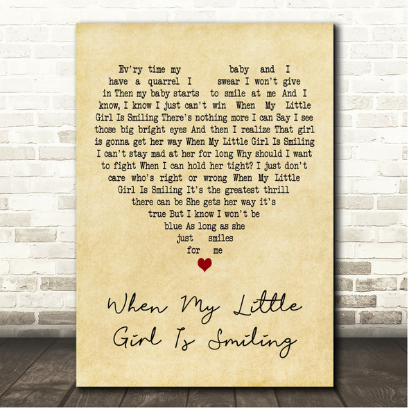 The Drifters When My Little Girl Is Smiling Vintage Heart Song Lyric Print