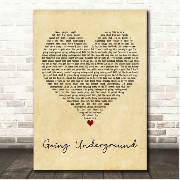 The Jam Going Underground Vintage Heart Song Lyric Print