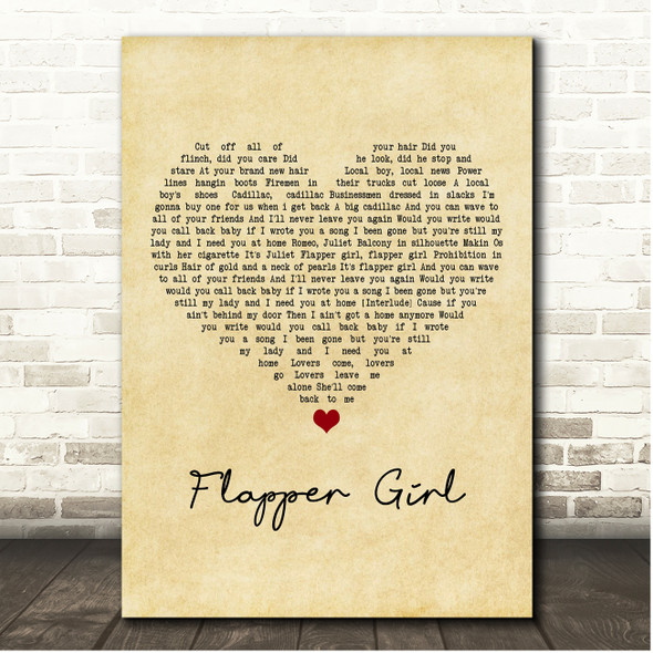 The Lumineers Flapper Girl Vintage Heart Song Lyric Print
