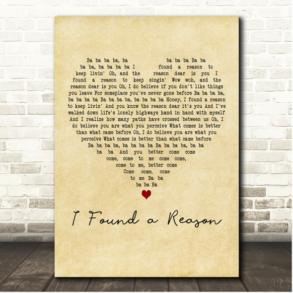 The Velvet Underground I Found a Reason Vintage Heart Song Lyric Print