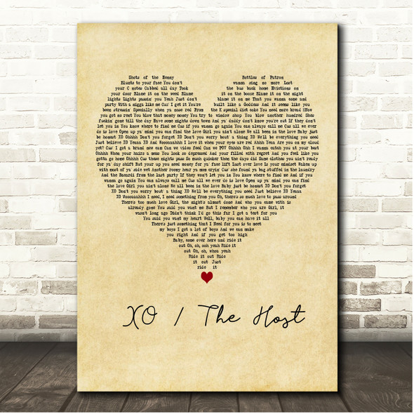 The Weeknd XO - The Host Vintage Heart Song Lyric Print