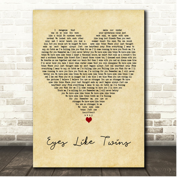 Wilson Phillips Eyes Like Twins Vintage Heart Song Lyric Print