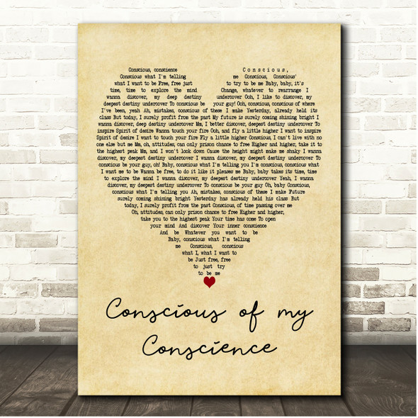 Womack & Womack Conscious of my conscience Vintage Heart Song Lyric Print