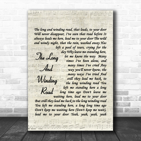 The Beatles The Long And Winding Road Song Lyric Music Wall Art Print