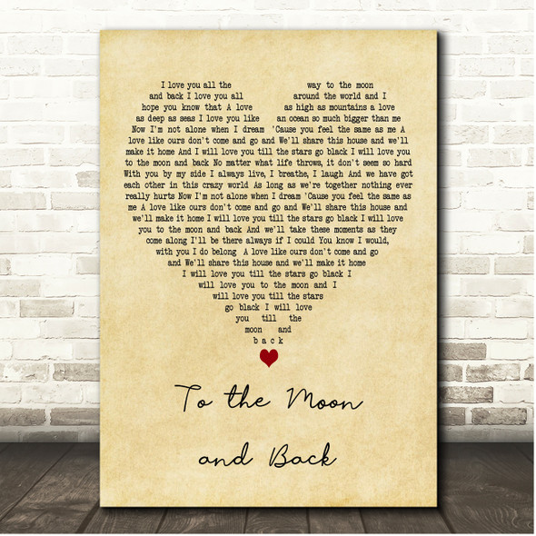 Bonnie Tyler To the Moon and Back Vintage Heart Song Lyric Print