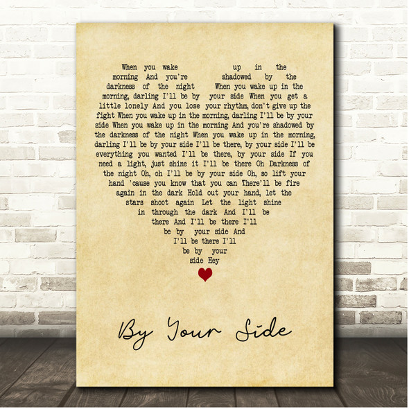 Calvin Harris By Your Side Vintage Heart Song Lyric Print