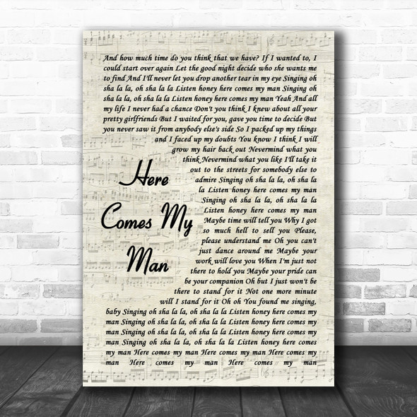 The Gaslight Anthem Here Comes My Man Vintage Script Song Lyric Music Wall Art Print