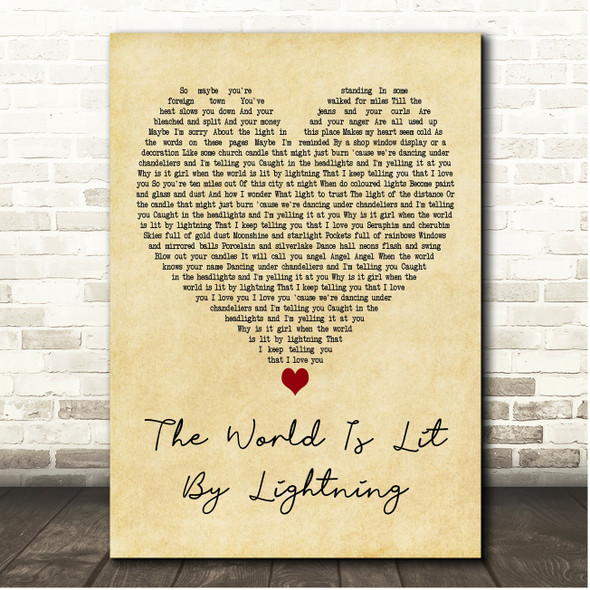 Deacon Blue The World Is Lit By Lightning Vintage Heart Song Lyric Print