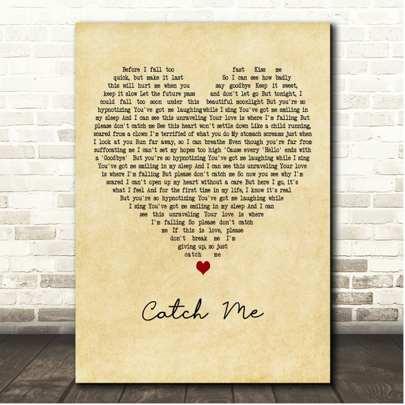 Demi Lovato Catch Me Vintage Heart Song Lyric Print