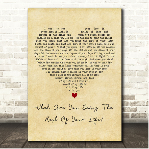 Frank Sinatra What Are You Doing The Rest Of Your Life Vintage Heart Song Lyric Print