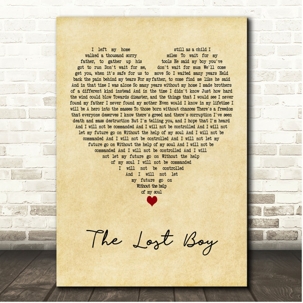 Greg Holden The Lost Boy Vintage Heart Song Lyric Print