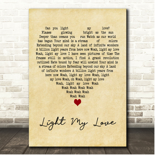 Greta Van Fleet Light My Love Vintage Heart Song Lyric Print