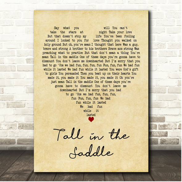 Joan Armatrading Tall in the Saddle Vintage Heart Song Lyric Print